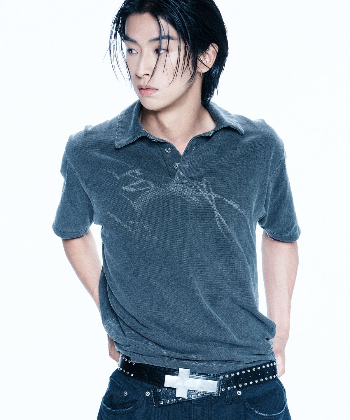 엔드릭스(EDLIX) Crest Washed PK T-Shirts (Charcoal)