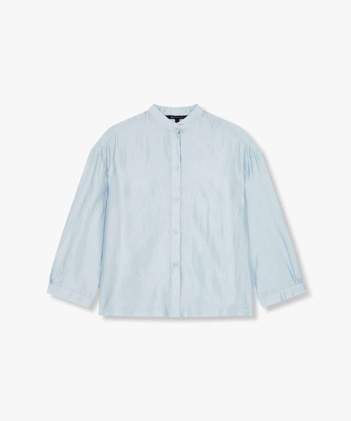 아르마니 익스체인지(ARMANI EXCHANGE) 여성 글로시 레이온 블렌드 셔츠 _라이트 블루_A425120503