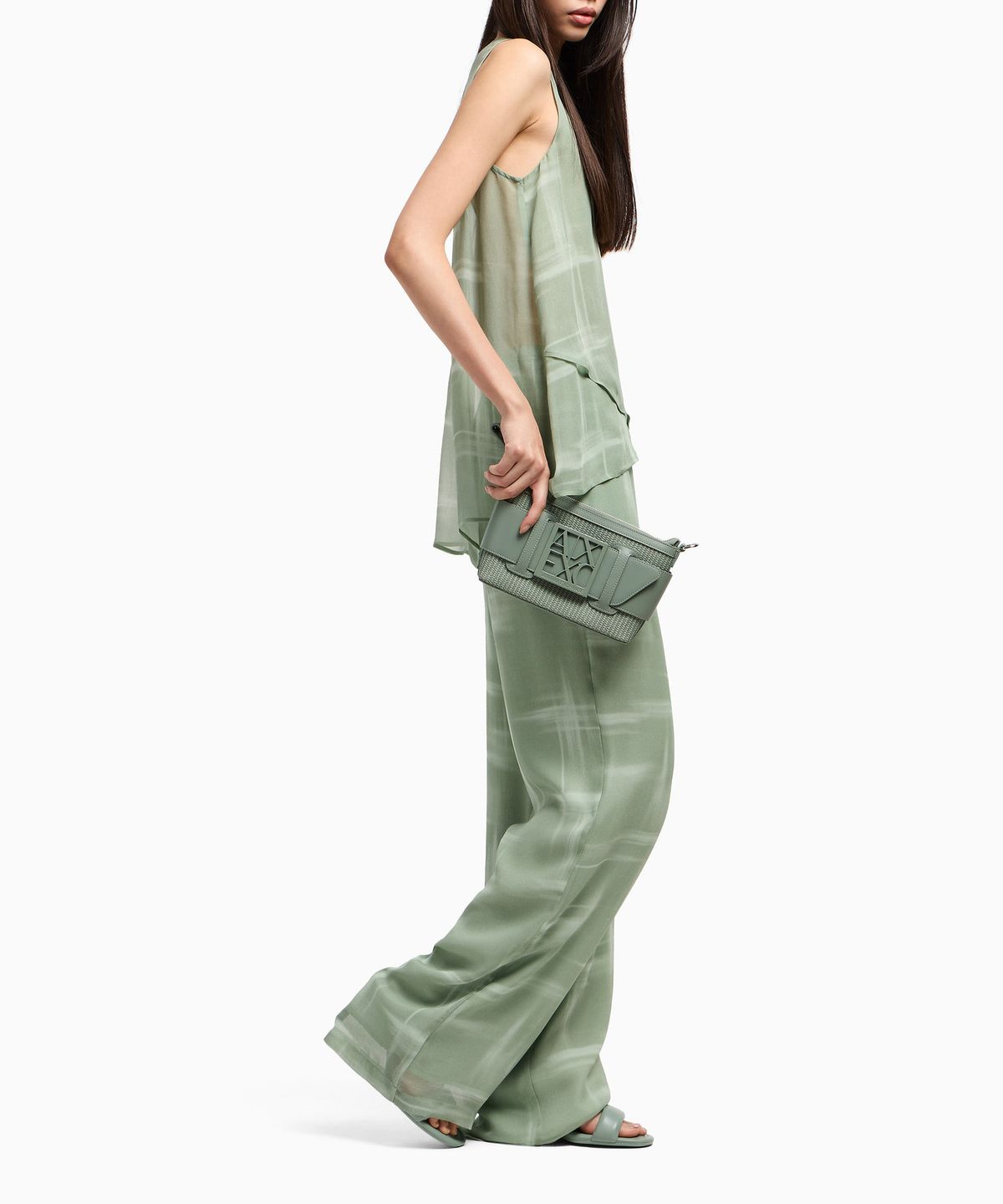 아르마니 익스체인지(ARMANI EXCHANGE) 여성 레이온 슬리브리스 셔츠 _라이트 그린_A425120501