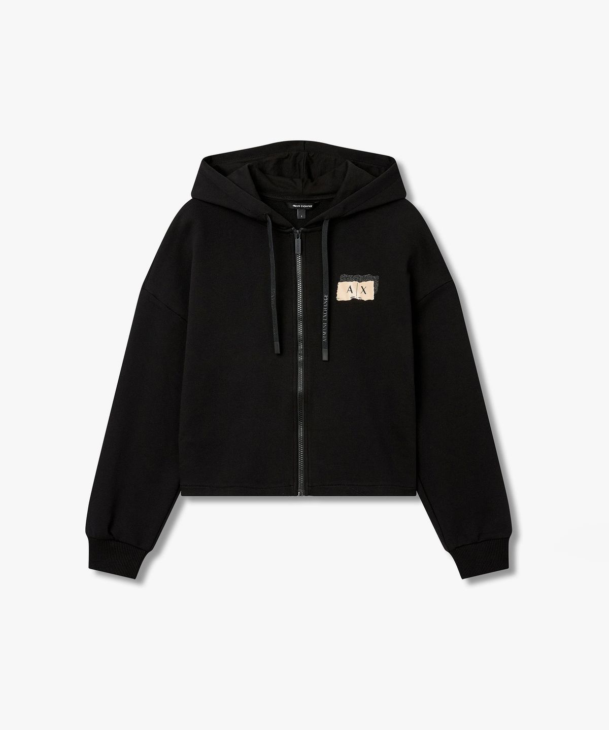 아르마니 익스체인지(ARMANI EXCHANGE) 여성 글리터 로고 후드 집업 _블랙_A426131501