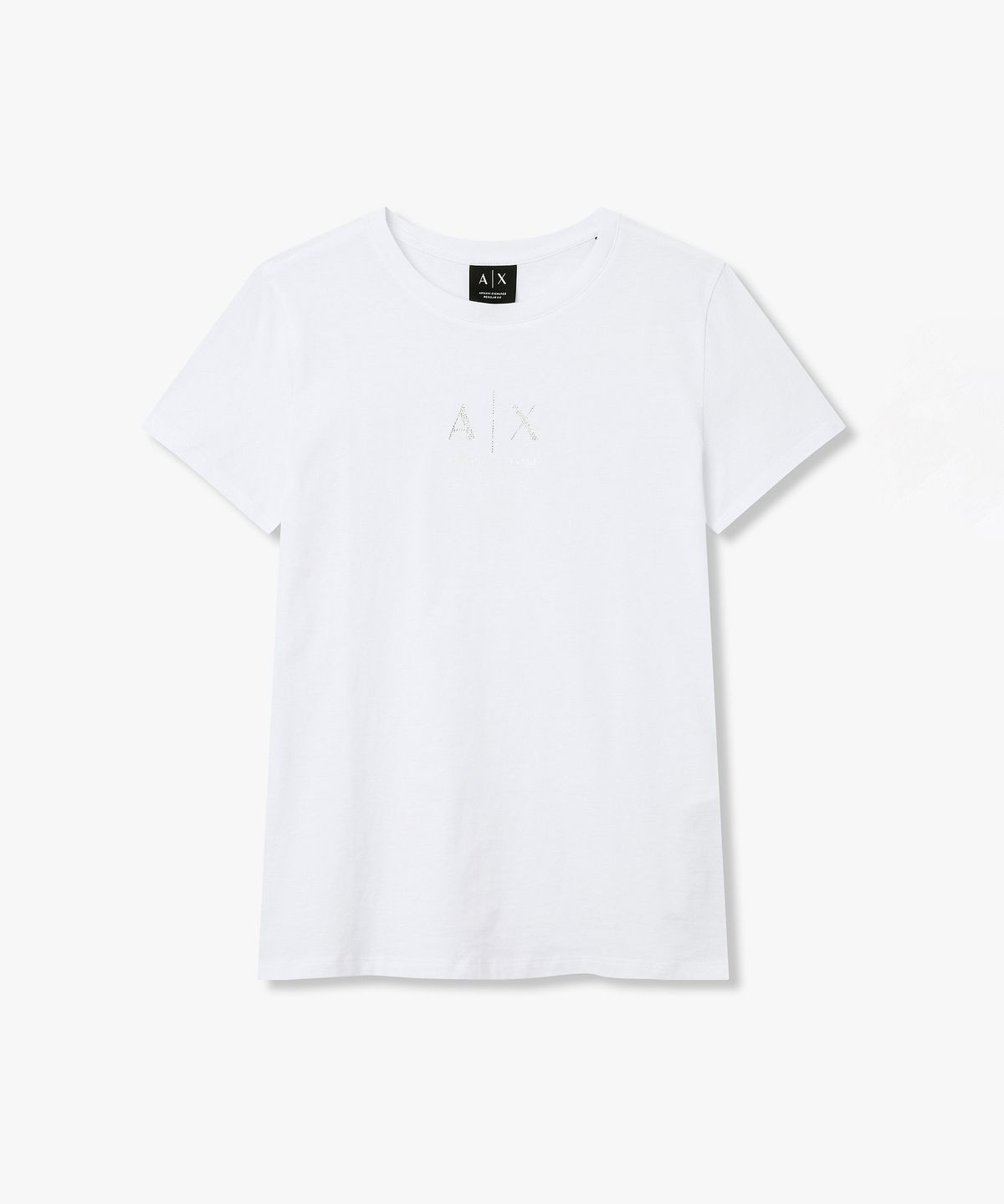 아르마니 익스체인지(ARMANI EXCHANGE) 여성 핫픽스 로고 크루넥 티셔츠 _화이트_A426130502
