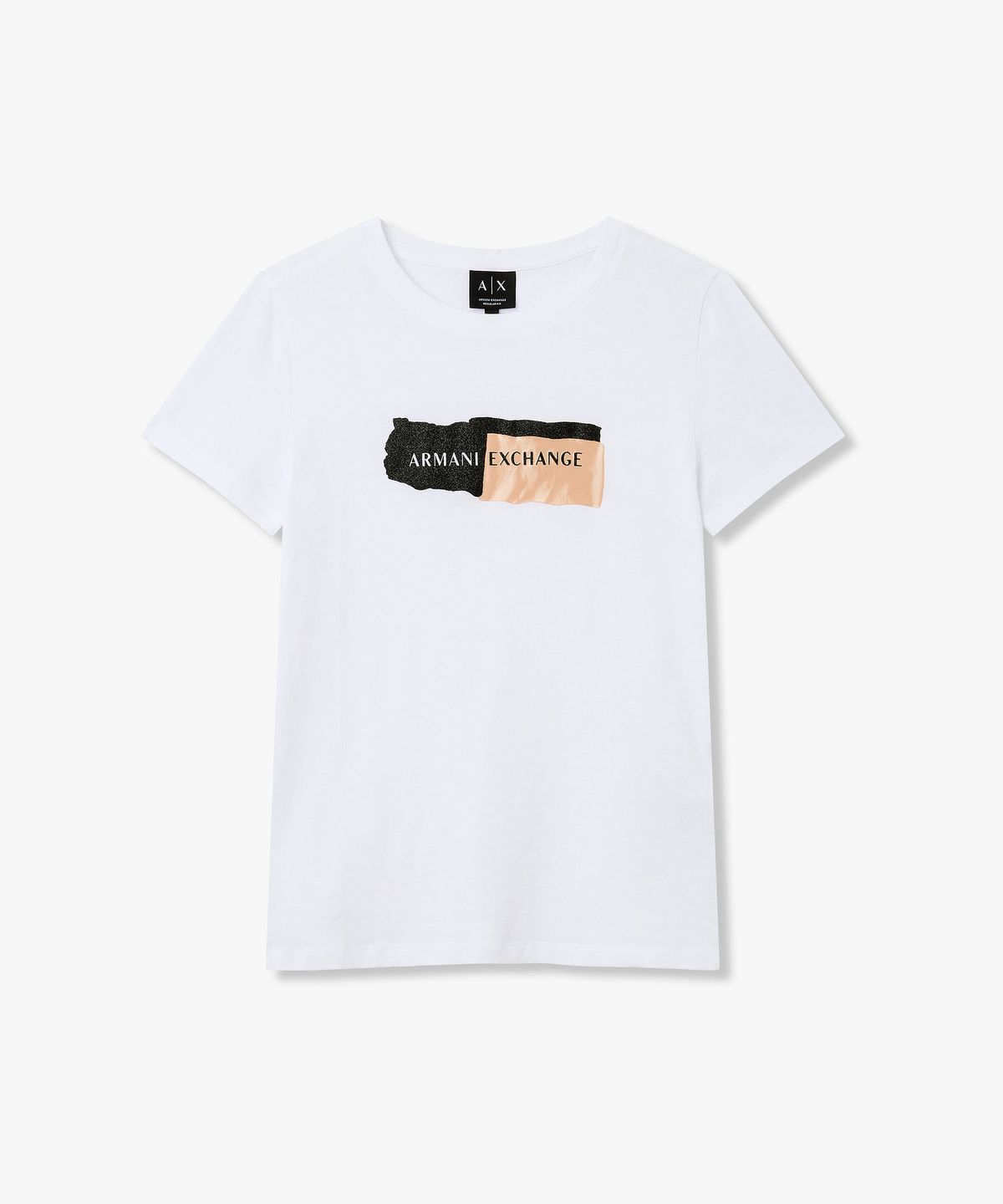 아르마니 익스체인지(ARMANI EXCHANGE) 여성 글리터 로고 크루넥 티셔츠 _화이트_A426130505