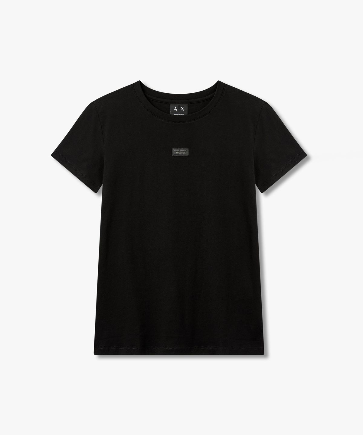 아르마니 익스체인지(ARMANI EXCHANGE) 여성 로고 라벨 크루넥 티셔츠 _블랙_A426130515