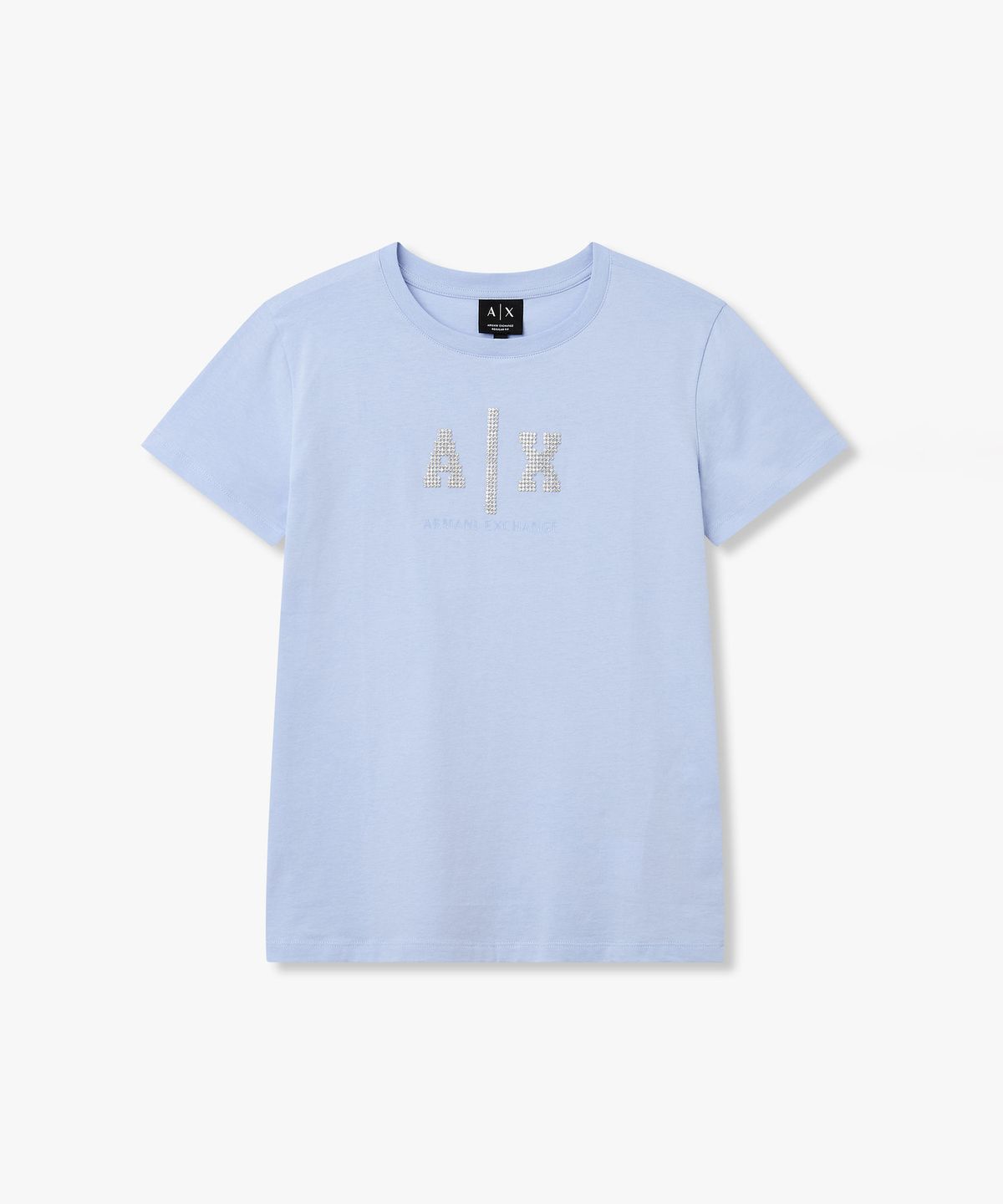 아르마니 익스체인지(ARMANI EXCHANGE) 여성 크리스탈 로고 티셔츠 _스카이블루_A426130528