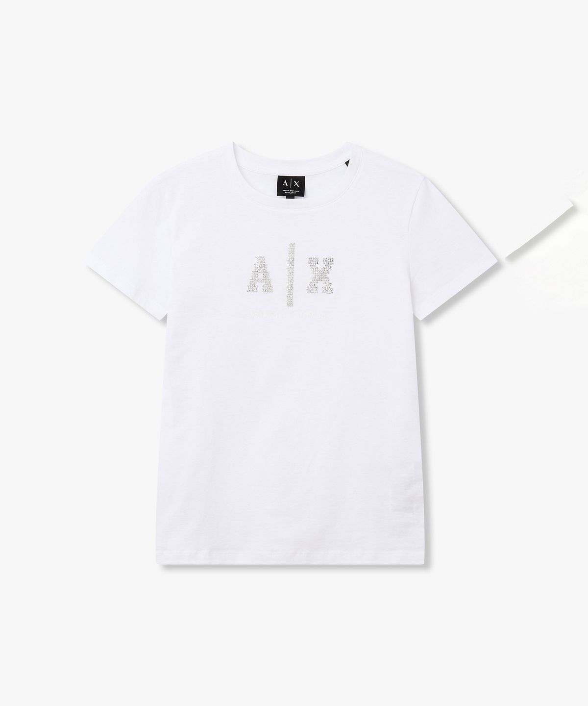 아르마니 익스체인지(ARMANI EXCHANGE) 여성 크리스탈 로고 티셔츠 _오프 화이트_A426130527