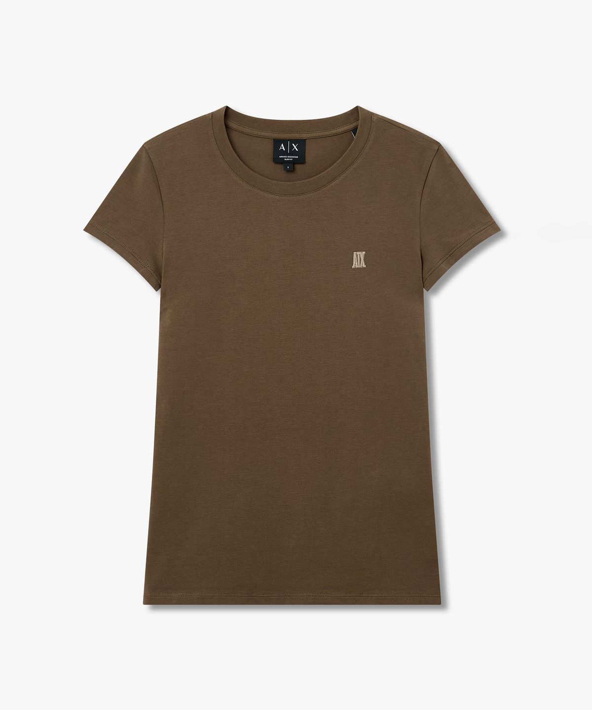 아르마니 익스체인지(ARMANI EXCHANGE) 여성 스트레치 슬림 핏 티셔츠 _브라운_A426130520