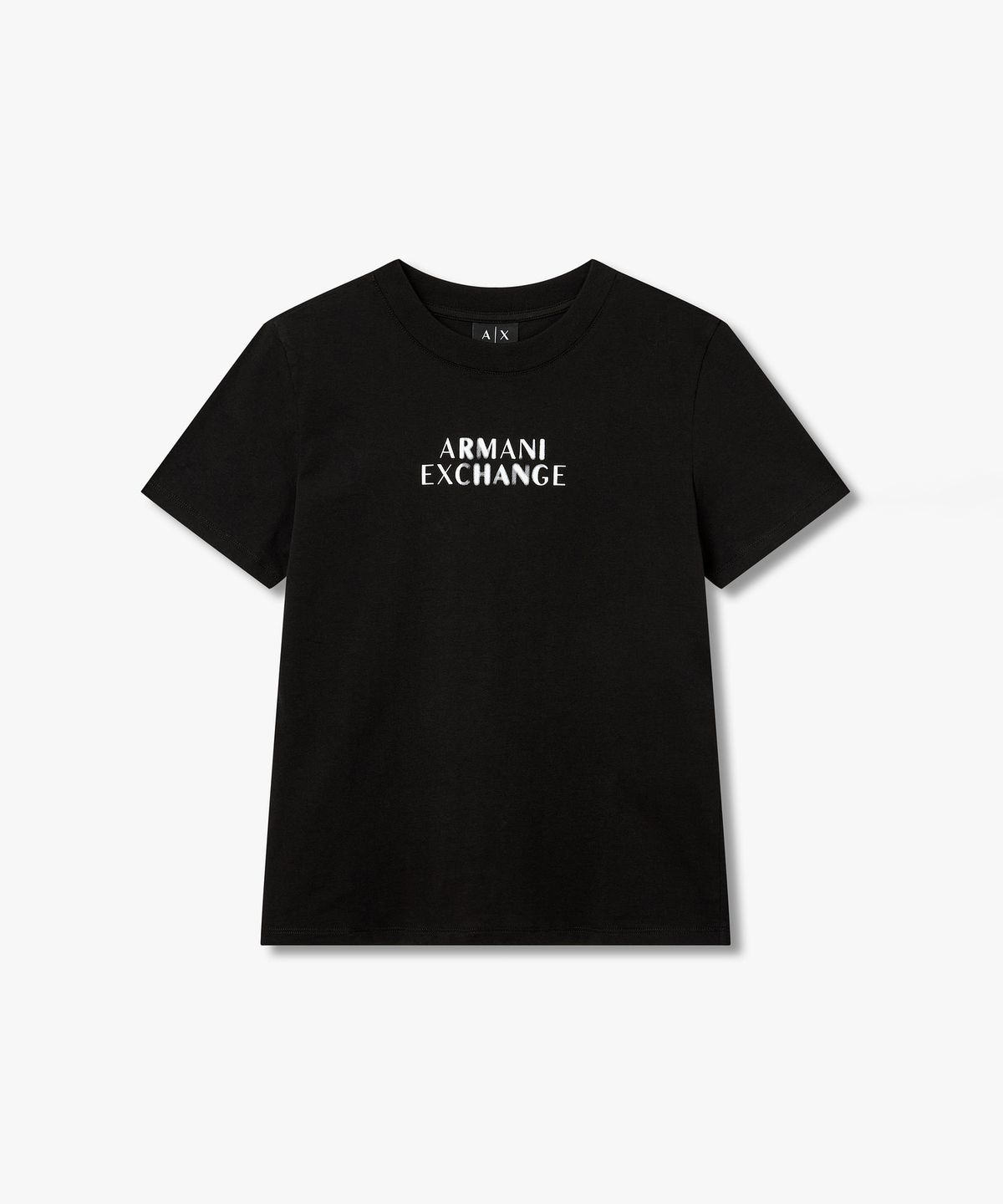 아르마니 익스체인지(ARMANI EXCHANGE) 여성 로고 디테일 크루넥 티셔츠 _블랙_A426130517