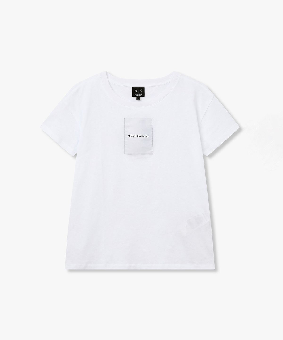 아르마니 익스체인지(ARMANI EXCHANGE) 여성 로고 패치 레귤러 핏 티셔츠 _화이트_A426130525