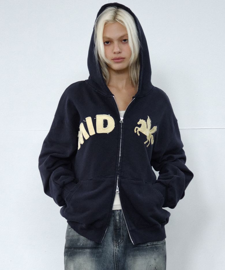 mid horse zip up (navy)