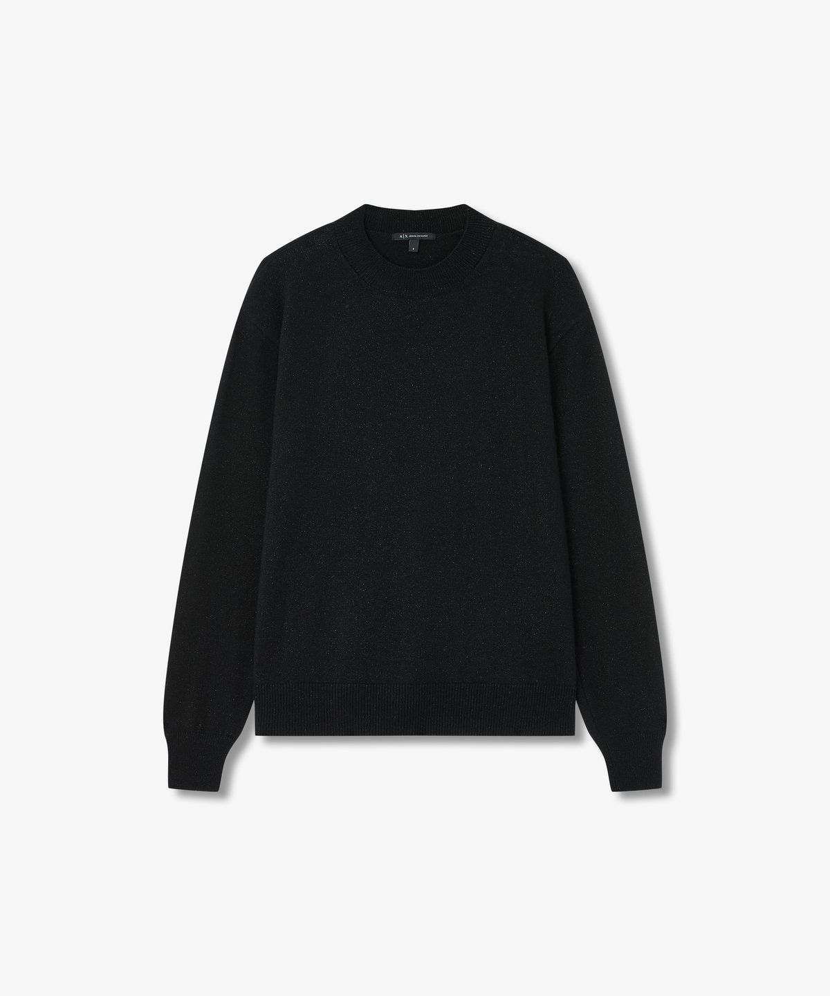 아르마니 익스체인지(ARMANI EXCHANGE) 여성 사이드 슬릿 메탈릭 풀오버 _블랙_A424332517