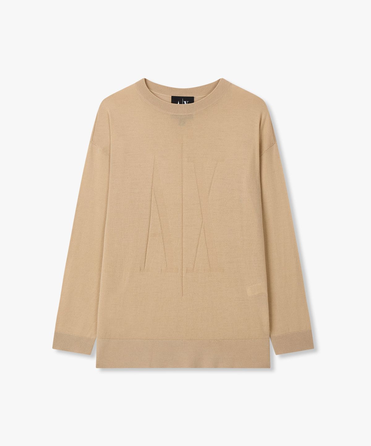 아르마니 익스체인지(ARMANI EXCHANGE) 여성 로고 자가트 울 니트 풀오버 _베이지_A425332518