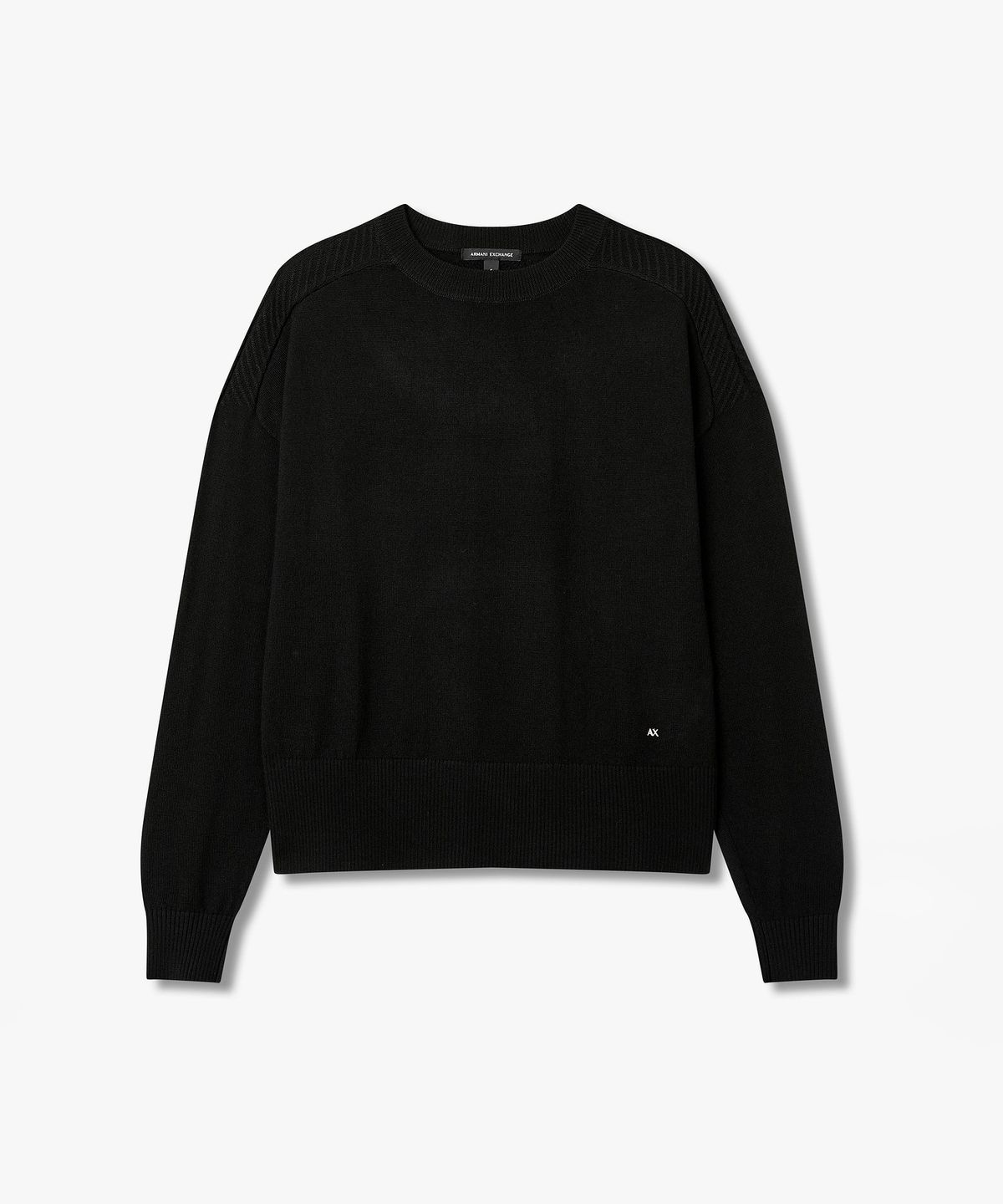 아르마니 익스체인지(ARMANI EXCHANGE) 여성 쉐브론 트리밍 울 블렌드 풀오버 _블랙_A426132502