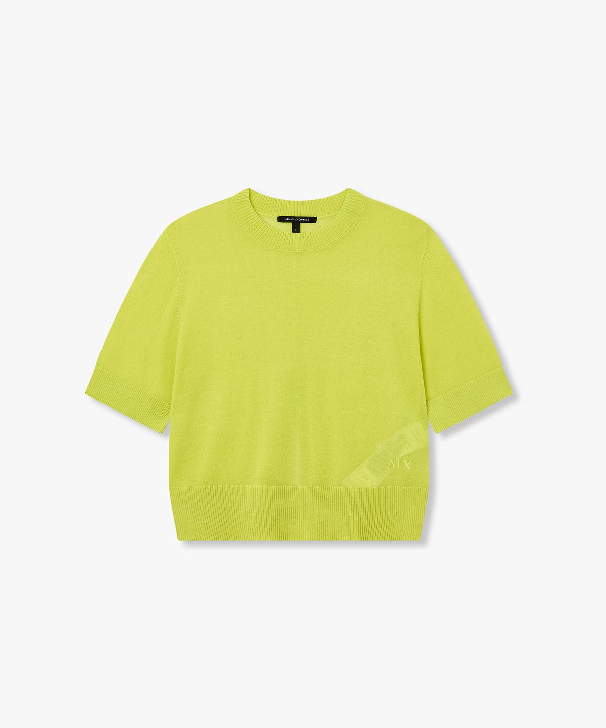 아르마니 익스체인지(ARMANI EXCHANGE) 여성 린넨 블렌드 백 슬릿 니트 풀오버 _라임_A426132511