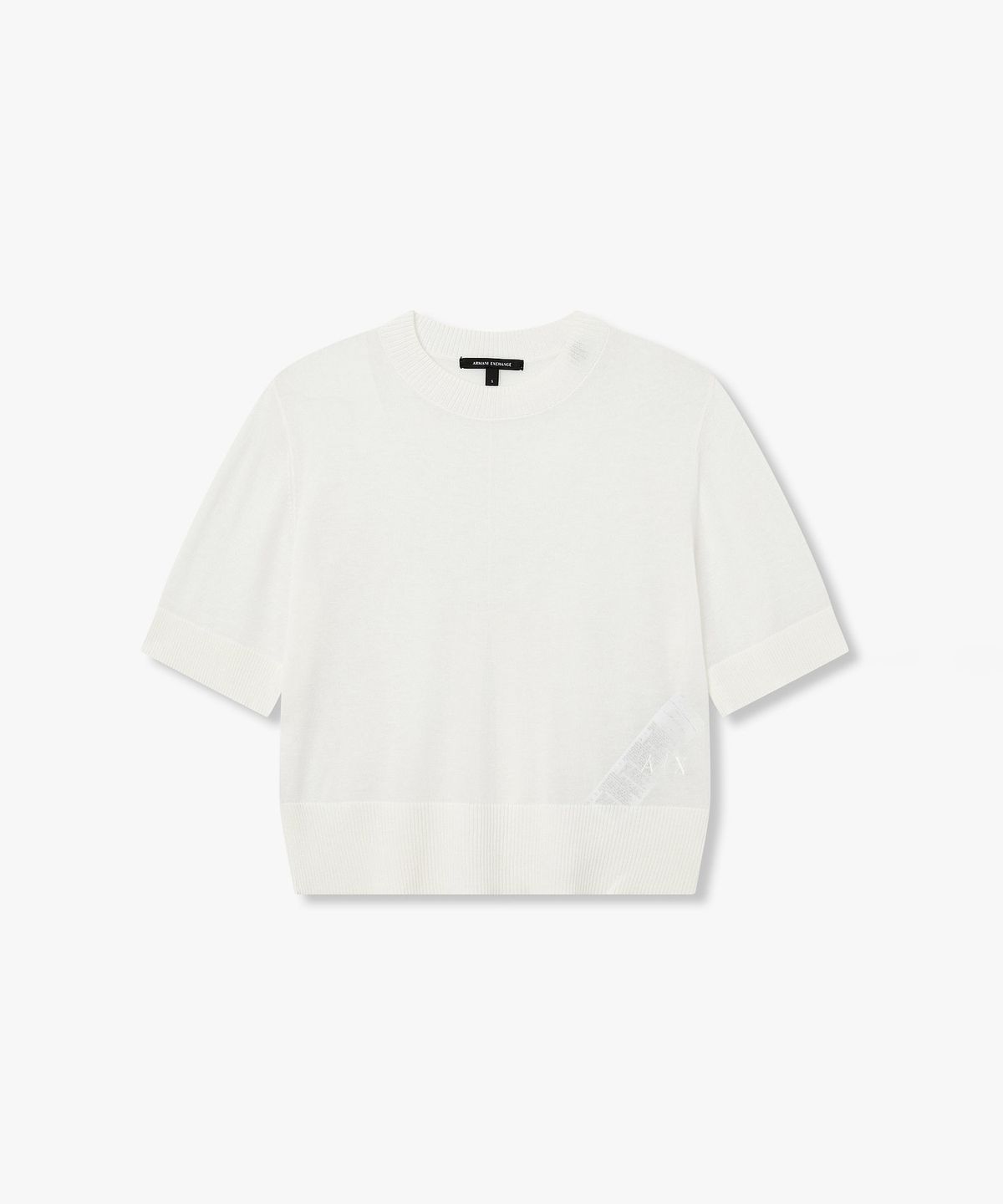 아르마니 익스체인지(ARMANI EXCHANGE) 여성 린넨 블렌드 백 슬릿 니트 풀오버 _화이트_A426132510