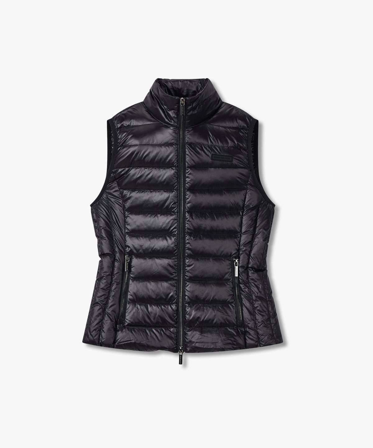 아르마니 익스체인지(ARMANI EXCHANGE) 여성 로고 패치 다운 패딩 베스트 _블랙_A425310602