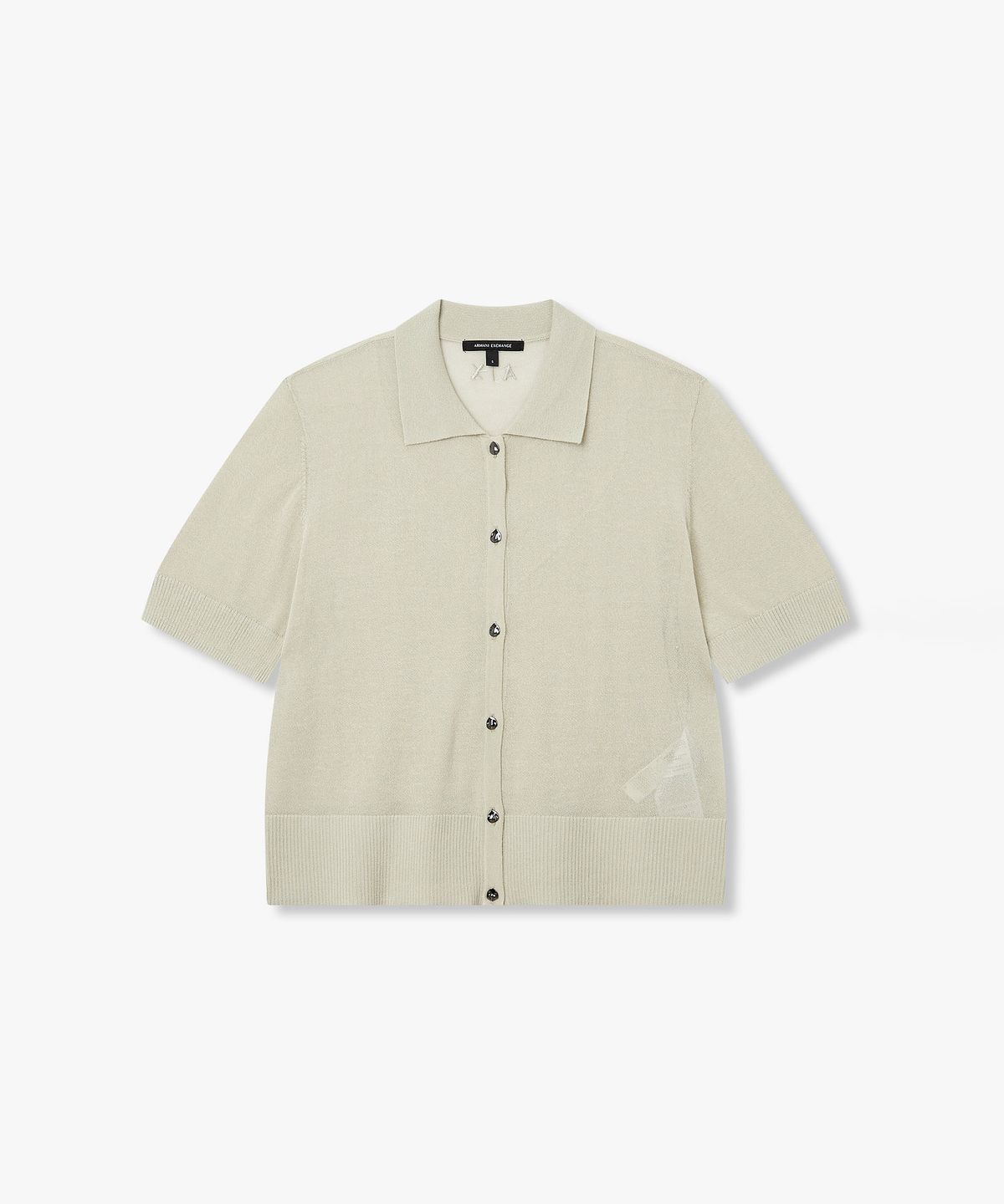 아르마니 익스체인지(ARMANI EXCHANGE) 여성 린넨 브렌드 숏 슬리브 가디건 _라이트 카키_A426132509