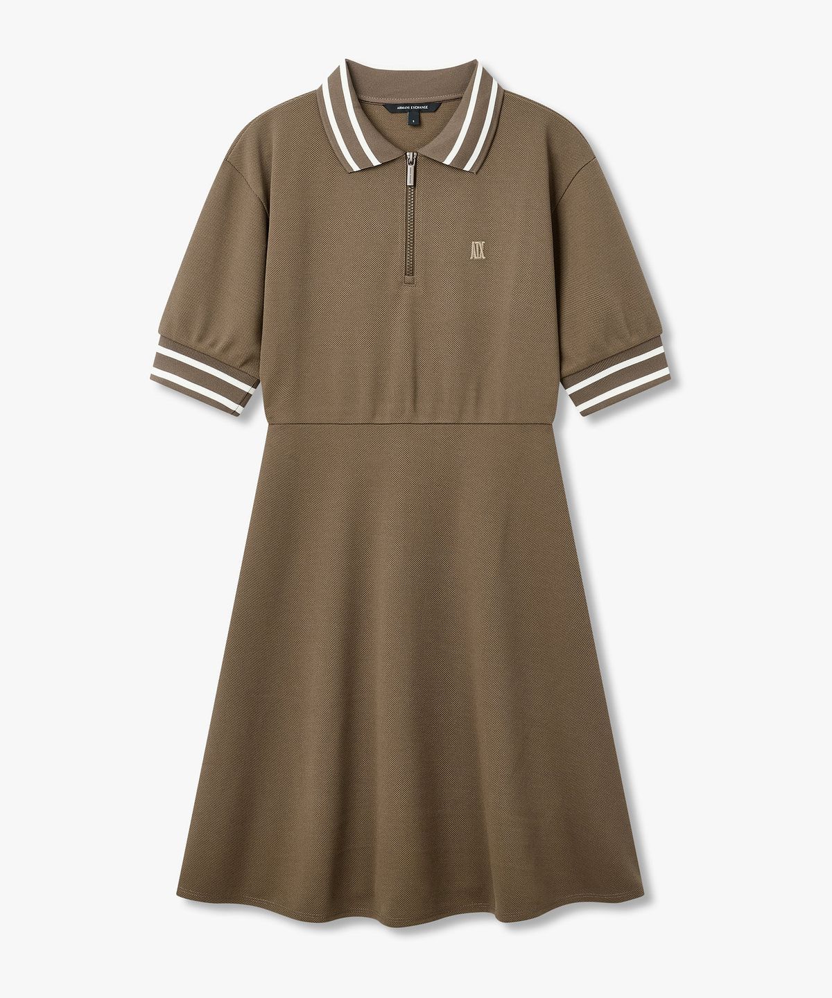 아르마니 익스체인지(ARMANI EXCHANGE) 여성 스트라이프 트림 피케 드레스 _브라운_A426121502