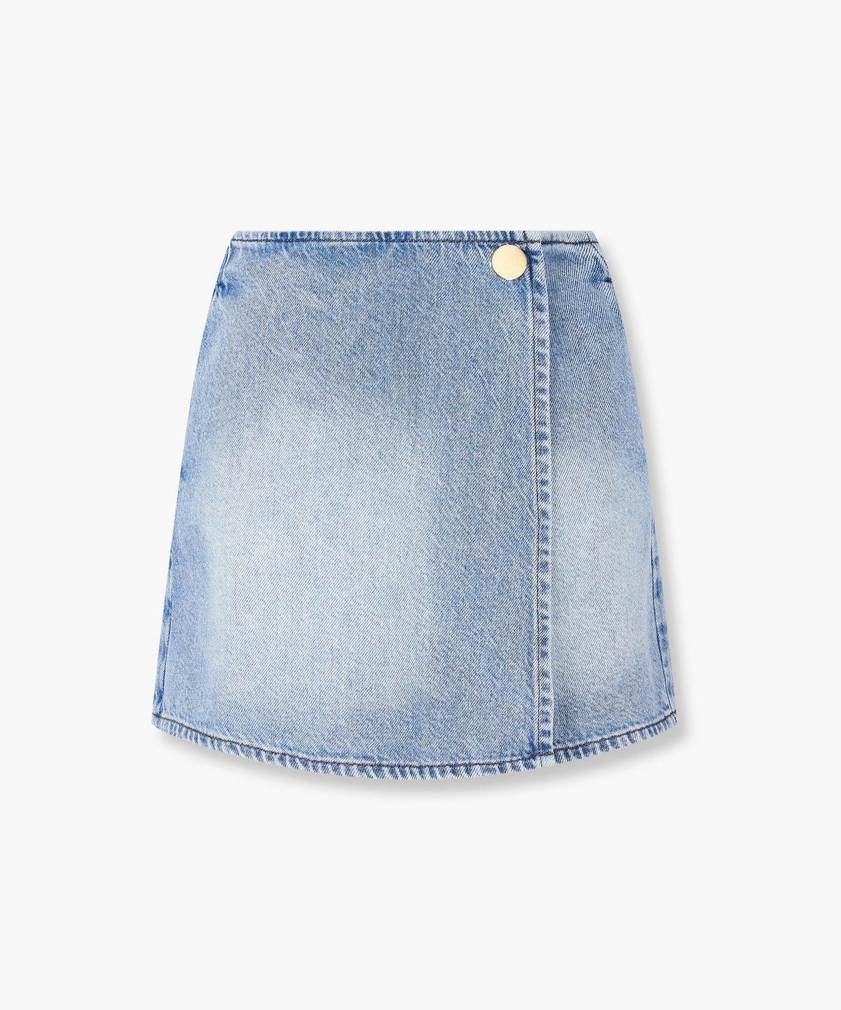 아르마니 익스체인지(ARMANI EXCHANGE) 여성 스냅 버튼 랩 데님 쇼츠 _블루_A426141507