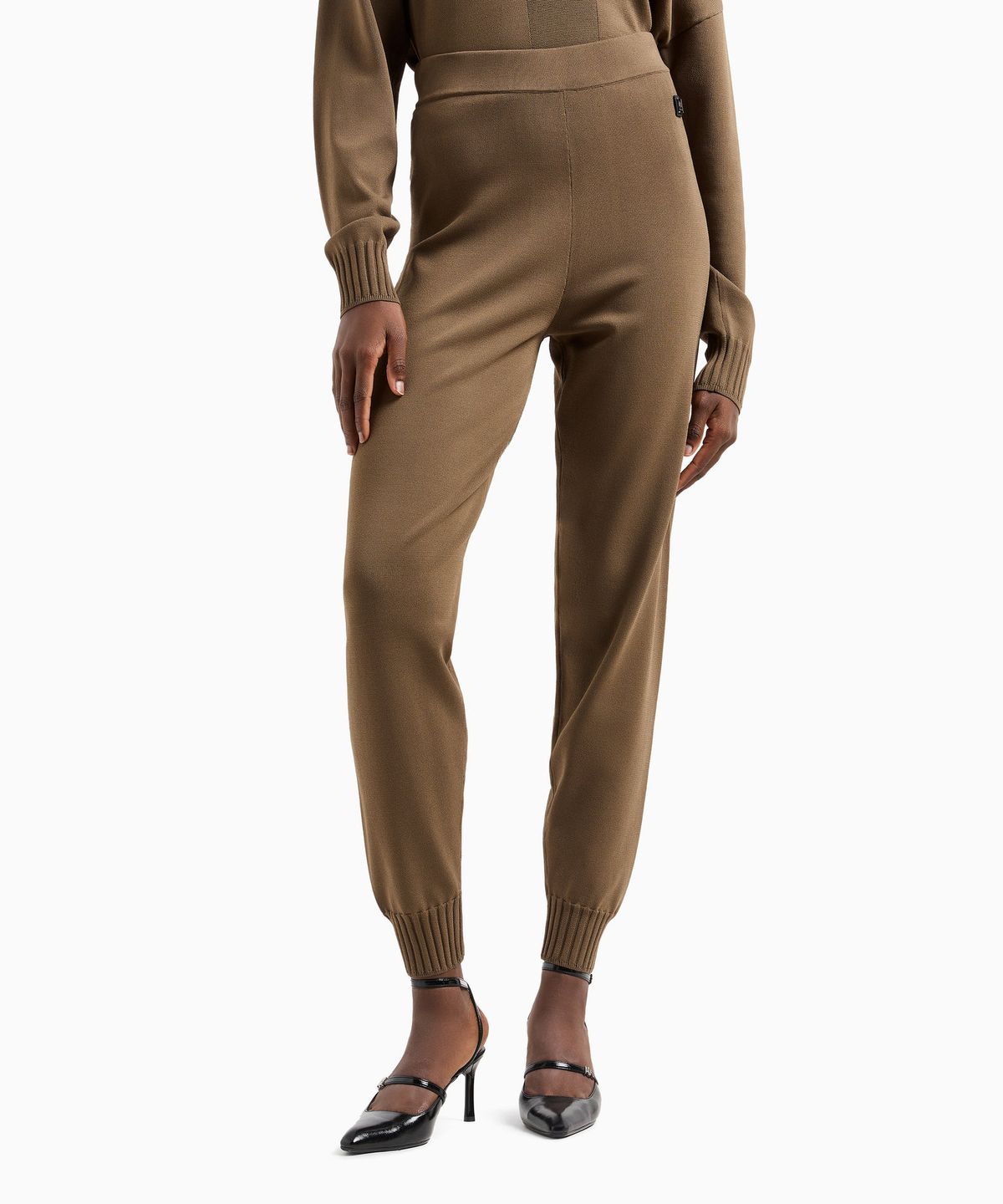아르마니 익스체인지(ARMANI EXCHANGE) 여성 레이온 블렌드 니트 조거 팬츠 _카키_A425141502