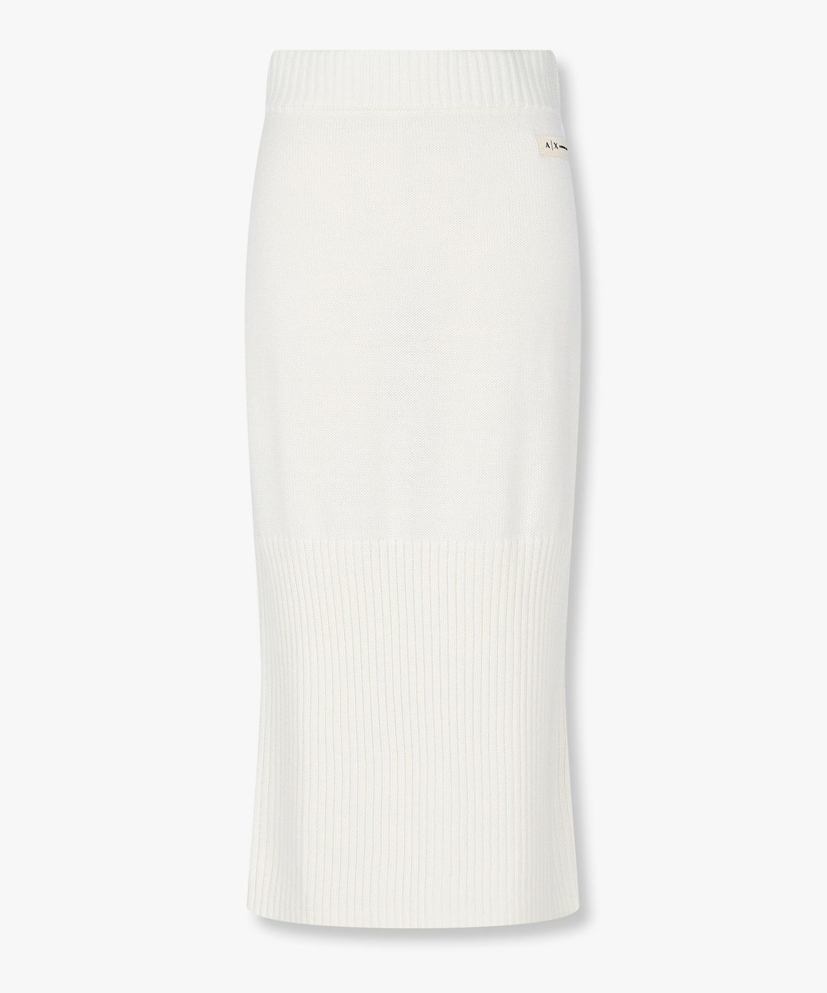 아르마니 익스체인지(ARMANI EXCHANGE) 여성 울 블렌드 리브드 니트 스커트 _아이보리_A425342503