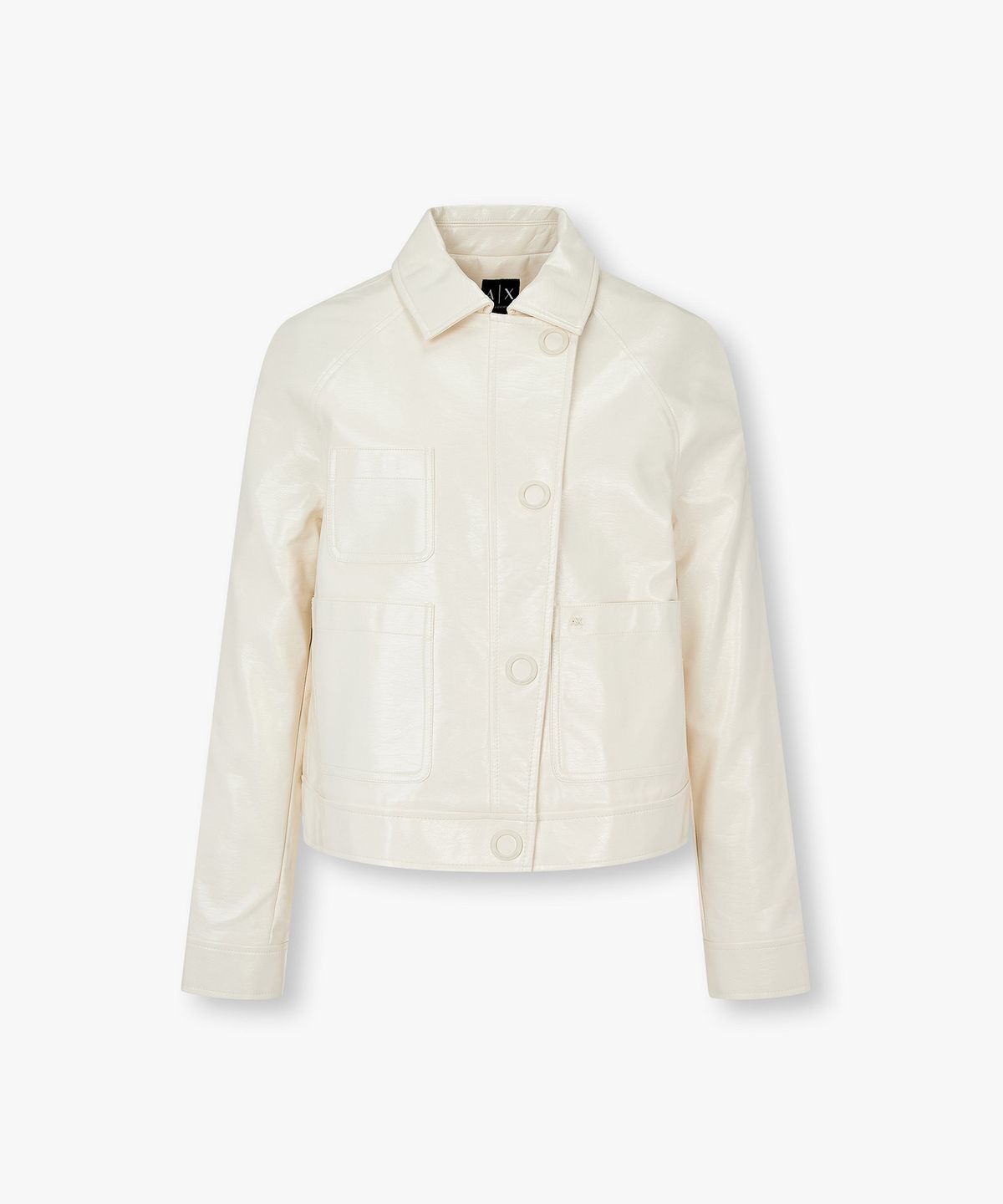 아르마니 익스체인지(ARMANI EXCHANGE) 여성 신세틱 링클 레더 자켓 _크림_A426110504