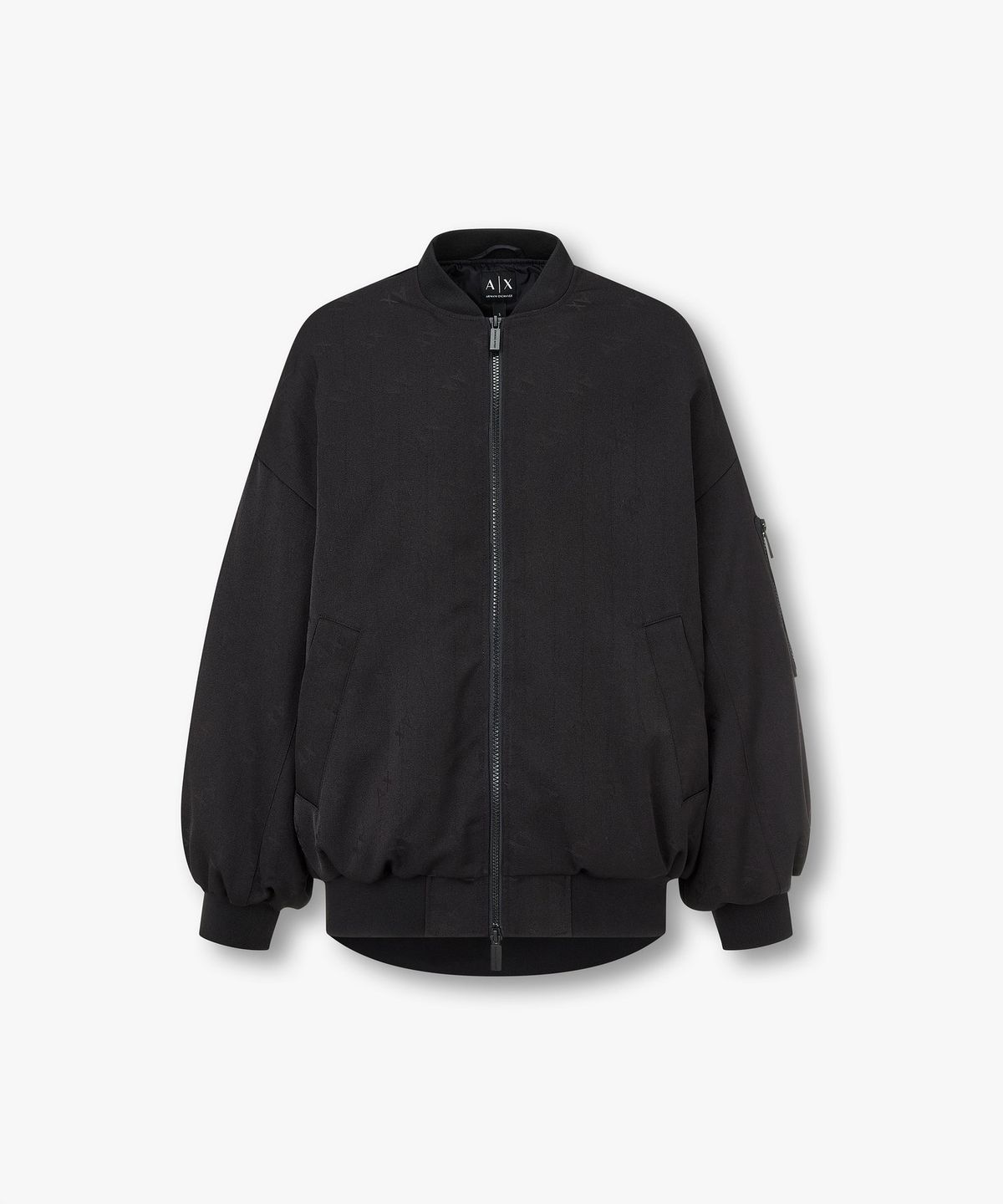 아르마니 익스체인지(ARMANI EXCHANGE) 여성 로고 자카드 패디드 블루종 자켓 _블랙_A426110503