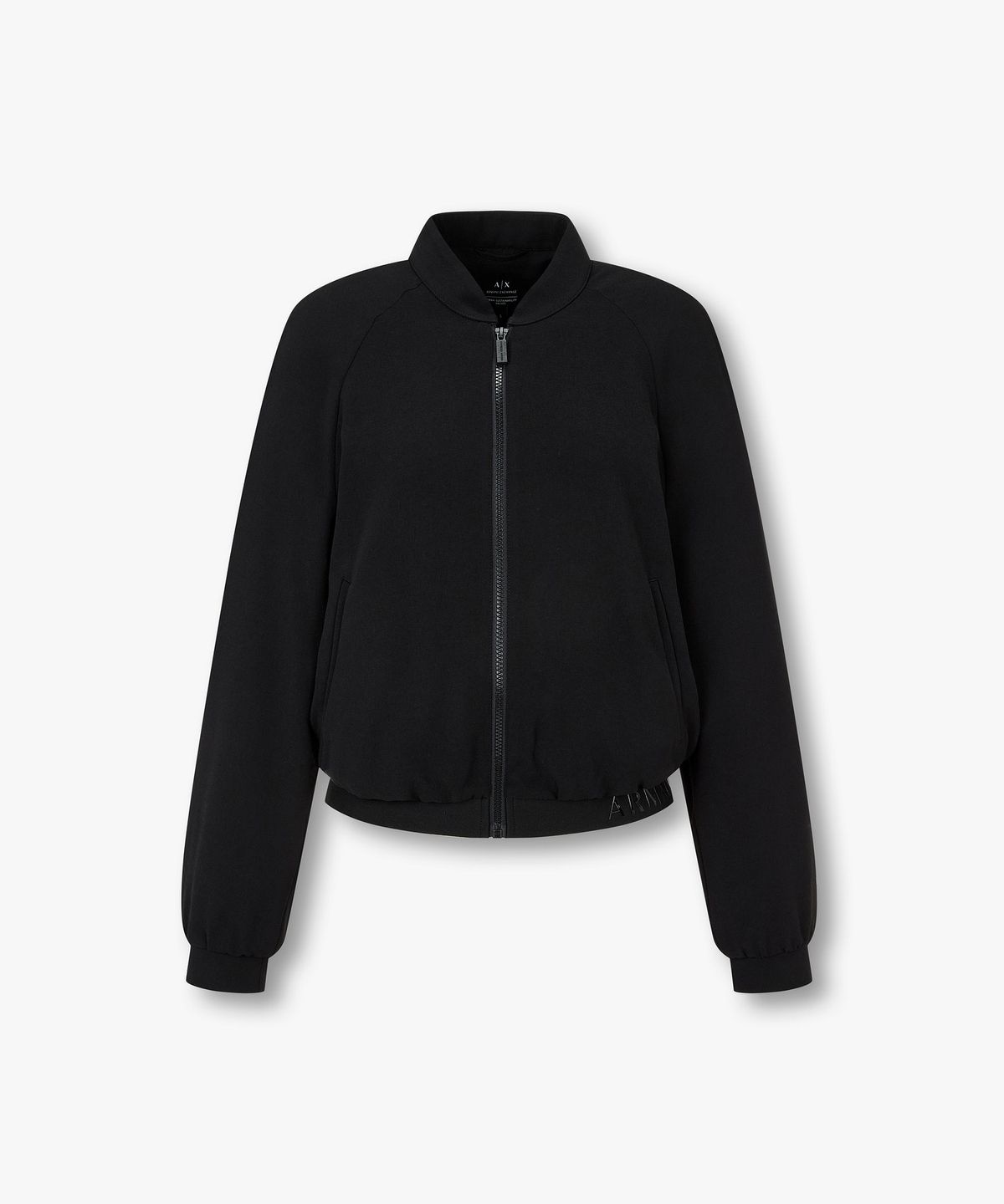 아르마니 익스체인지(ARMANI EXCHANGE) 여성 로고 밴딩 래글런 슬리브 자켓 _블랙_A425310517