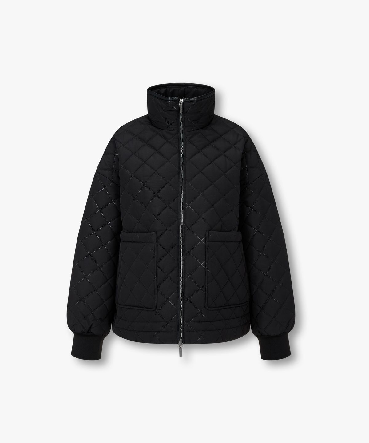 아르마니 익스체인지(ARMANI EXCHANGE) 여성 하이넥 다이아 퀼팅 패턴 자켓 _블랙_A425310507