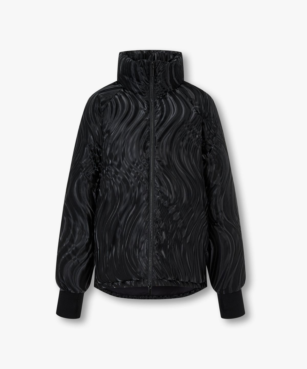 아르마니 익스체인지(ARMANI EXCHANGE) 여성 스월 패턴 하이넥 패딩 자켓 _블랙_A425310510