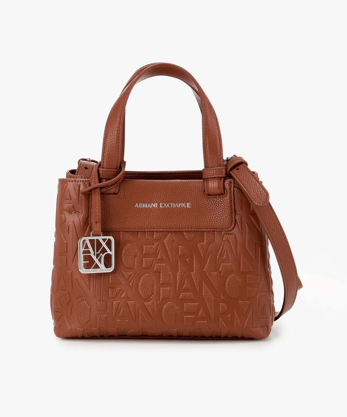 아르마니 익스체인지(ARMANI EXCHANGE) 여성 그레인 로고 스몰 쇼퍼백 _브라운_A425370512