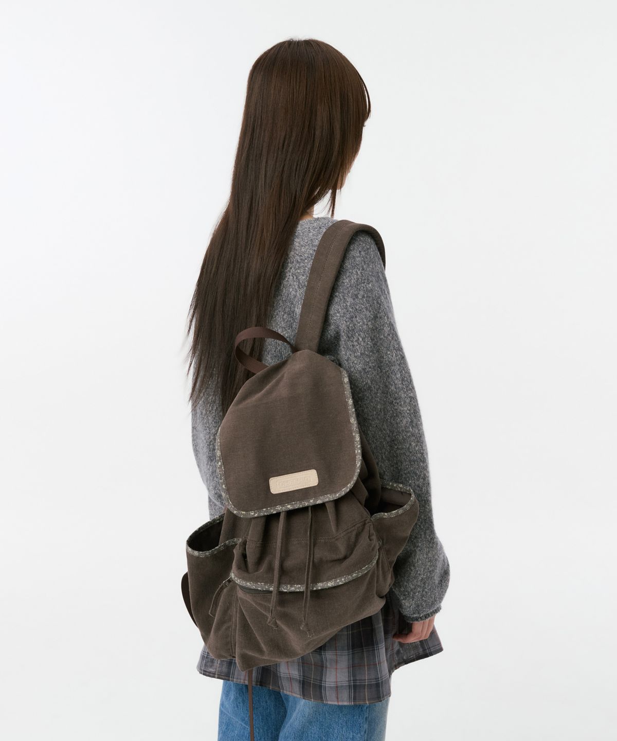 오헤시오(OHESHIO) CONTRAST BACKPACK, BROWN FLORAL