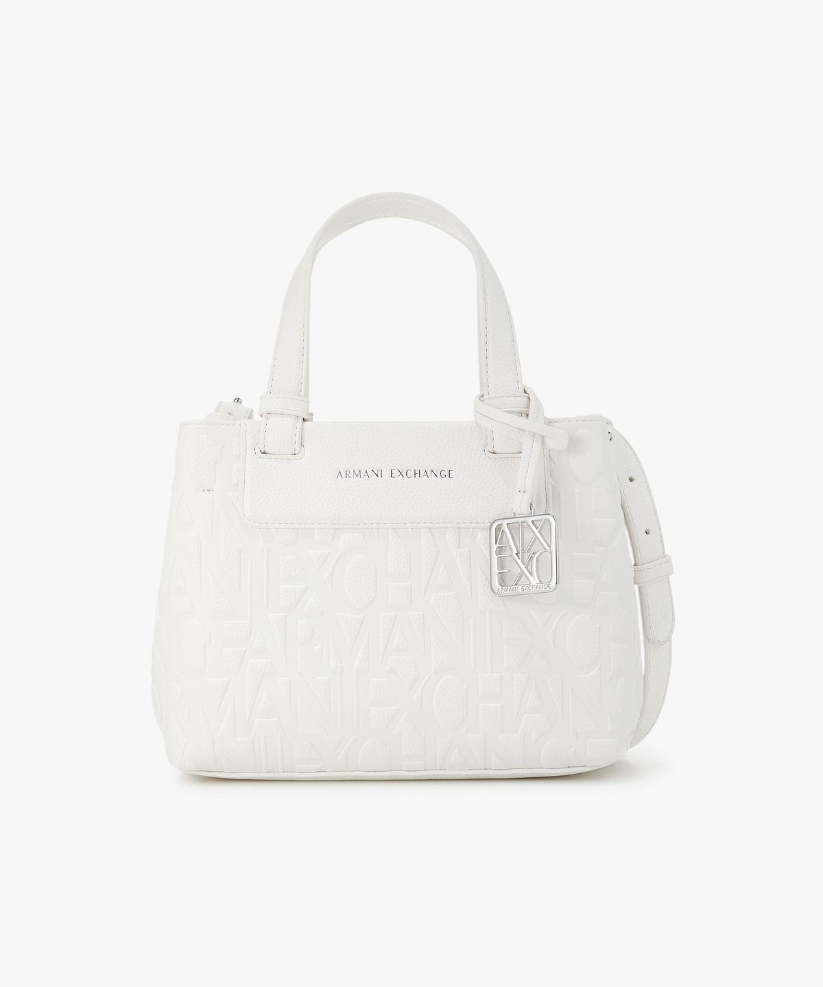 아르마니 익스체인지(ARMANI EXCHANGE) 여성 올오버 로고 스몰 토트백 _오프 화이트_A426170503