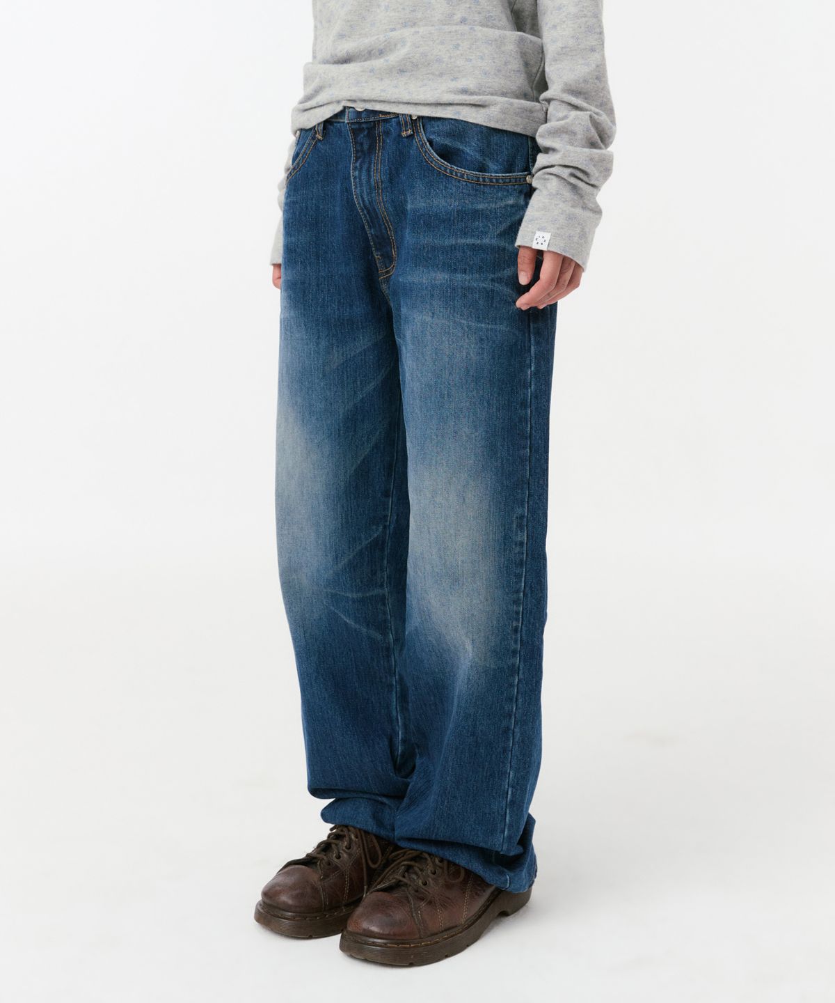 오헤시오(OHESHIO) VINTAGE EMBROIDERED DENIM PANTS, INDIGO