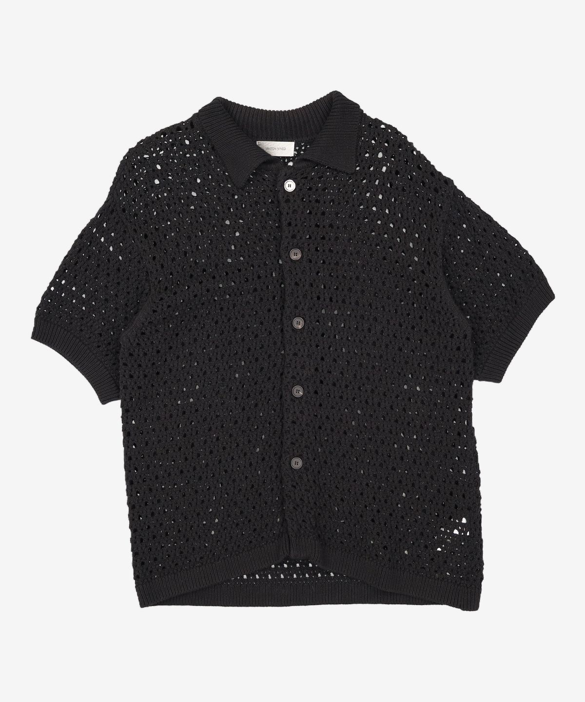 메종미네드(MAISON MINED) PUNCHING KNIT HALF CARDIGAN BLACK 2XL