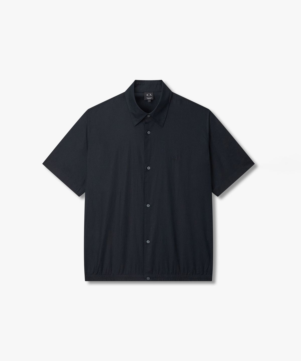 아르마니 익스체인지(ARMANI EXCHANGE) 남성 린넨 블렌드 밴딩 헴 디테일 셔츠 _다크 네이비_A416120012