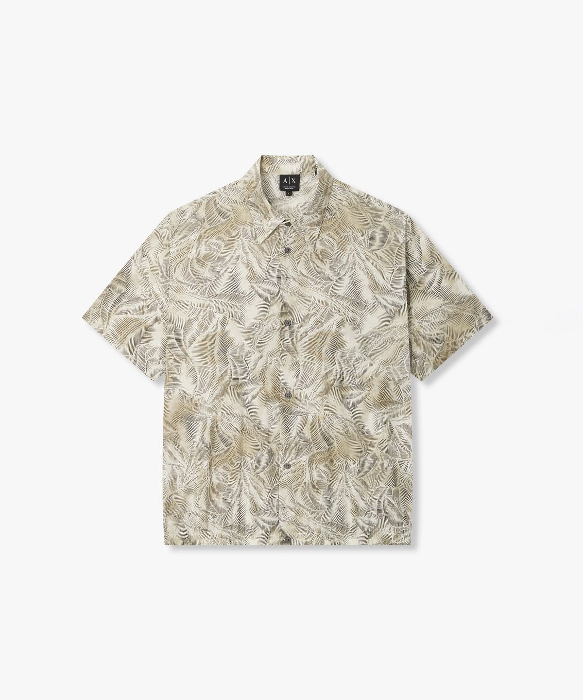 아르마니 익스체인지(ARMANI EXCHANGE) 남성 올오버 리프 프린트 밴딩 헴 셔츠 _베이지_A416120010