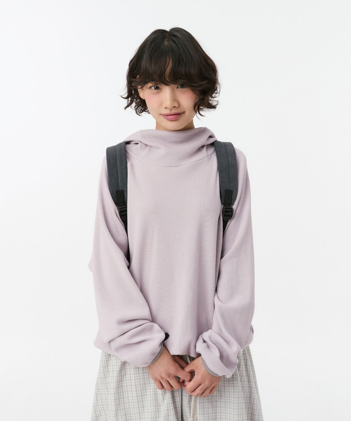 오헤시오(OHESHIO) WAFFLE HOODED SWEATSHIRT, PINK