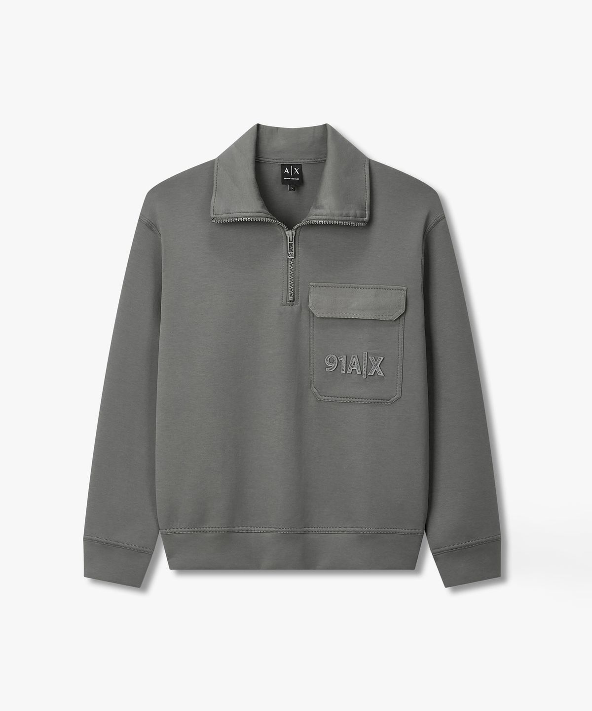 아르마니 익스체인지(ARMANI EXCHANGE) 남성 하프 집업 스트레치 스웨트셔츠 _카무플라주 그린_A416131010