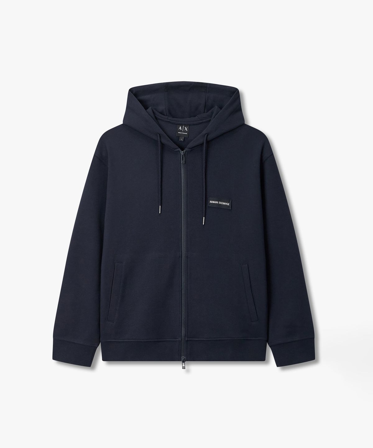 아르마니 익스체인지(ARMANI EXCHANGE) 남성 로고 패치 스트링 후드 집업 _다크 네이비_A416131009