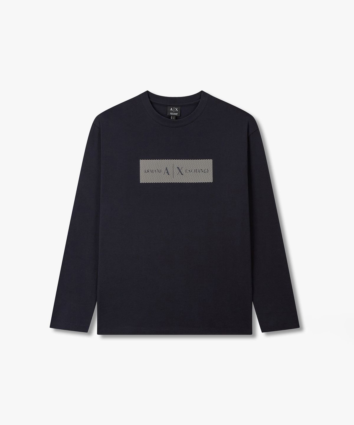 아르마니 익스체인지(ARMANI EXCHANGE) 남성 로고 프린트 롱 슬리브 티셔츠 _다크 네이비_A416130030