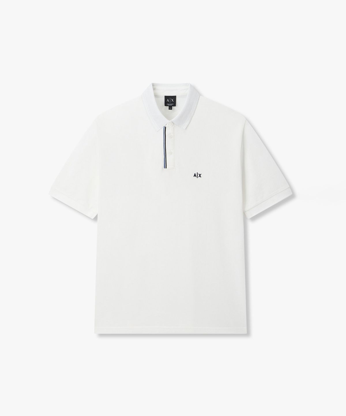 아르마니 익스체인지(ARMANI EXCHANGE) 남성 스트라이프 넥 피케 폴로 셔츠 _오프 화이트_A416131018