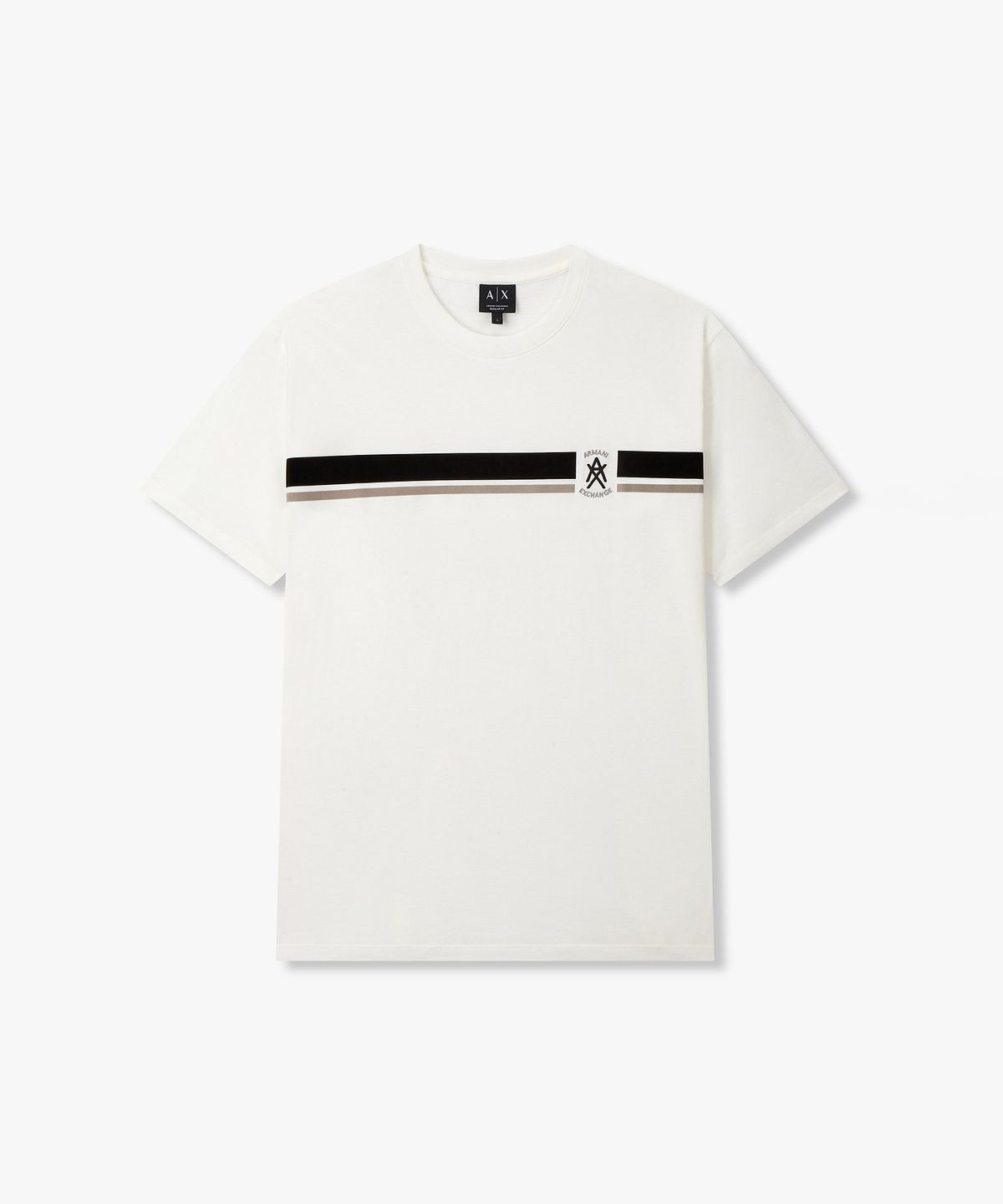 아르마니 익스체인지(ARMANI EXCHANGE) 남성 프론트 스트라이프 티셔츠 _오프 화이트_A416130004