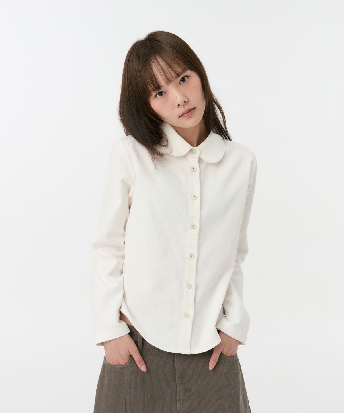 오헤시오(OHESHIO) PATTERN MIX COLLAR SHIRT, CORDUROY