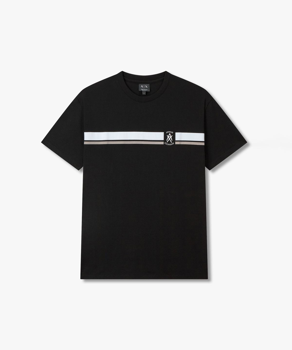 아르마니 익스체인지(ARMANI EXCHANGE) 남성 프론트 스트라이프 티셔츠 _블랙_A416130005