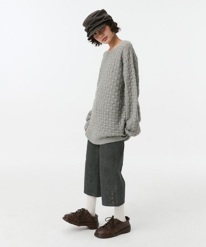 NUBBY TEXTURED HALF KNIT, GRAY
