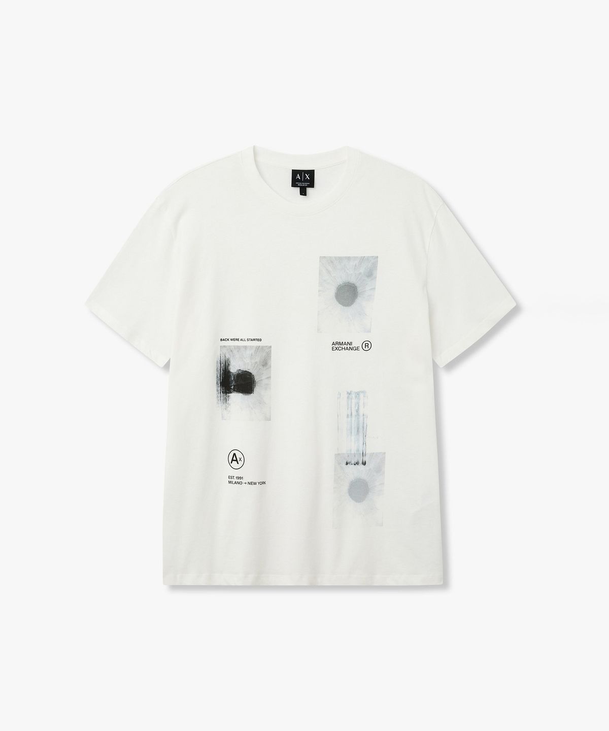 아르마니 익스체인지(ARMANI EXCHANGE) 남성 그래픽 프린트 레귤러 핏 티셔츠 _화이트_A416130019