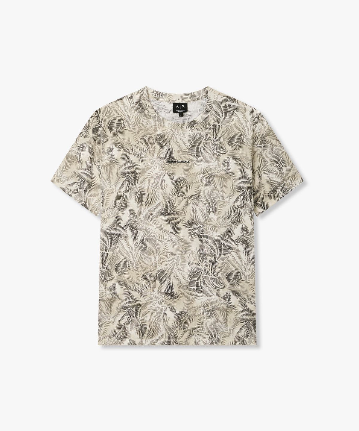 아르마니 익스체인지(ARMANI EXCHANGE) 남성 올오버 리프 프린트 크루넥 티셔츠 _크림_A416130039