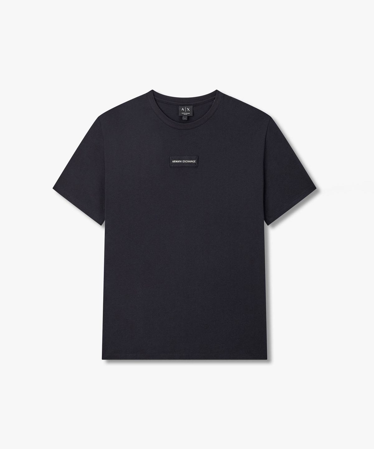 아르마니 익스체인지(ARMANI EXCHANGE) 남성 웨빙 로고 패치 크루넥 티셔츠 _다크 네이비_A416130011
