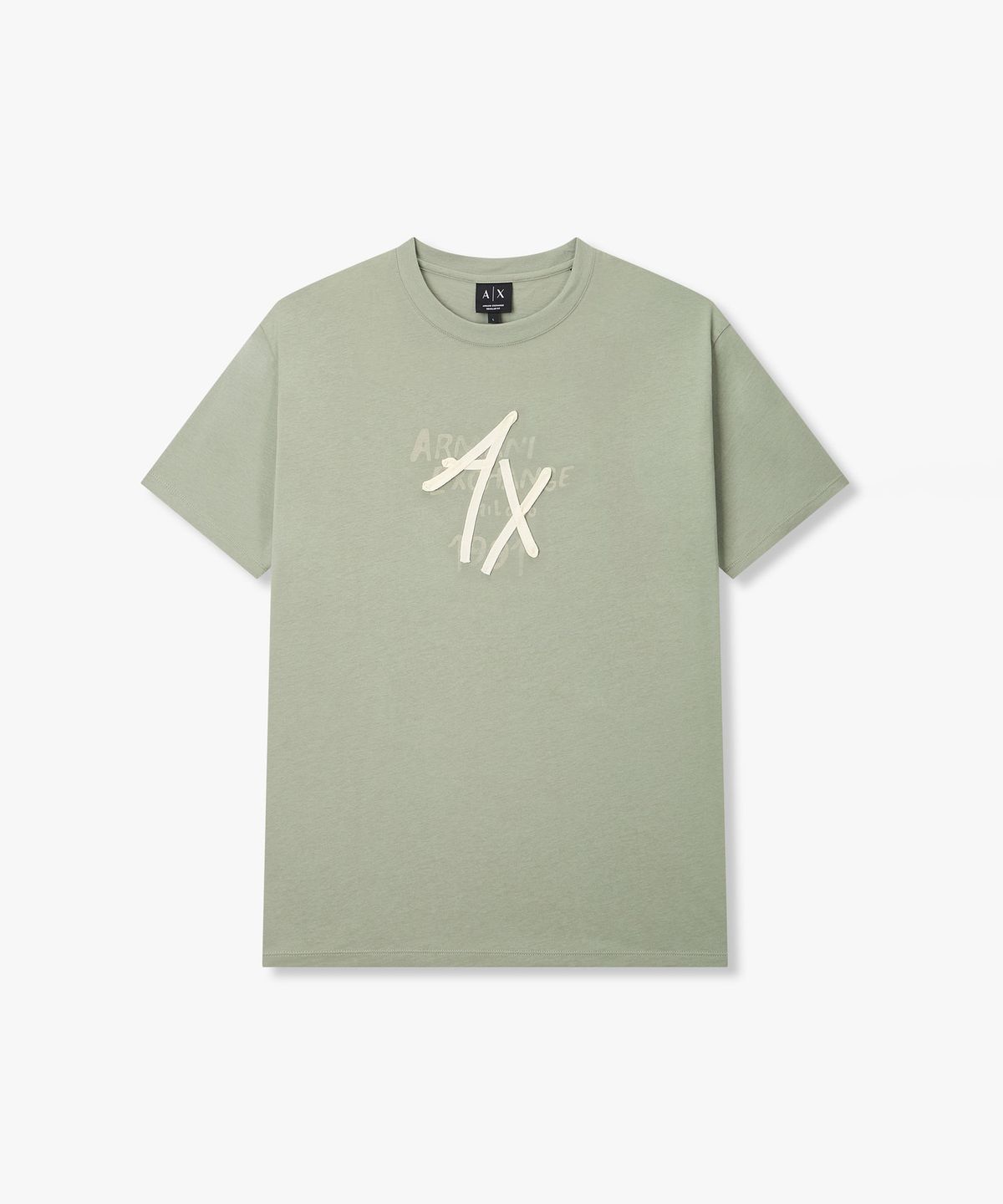 아르마니 익스체인지(ARMANI EXCHANGE) 남성 헤링본 웨빙 로고 디테일 티셔츠 _그린_A416130015