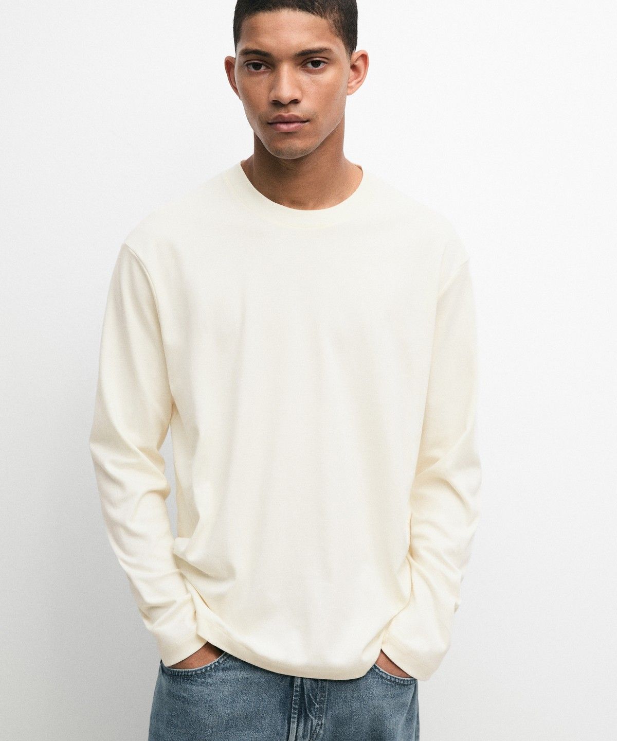 마시모두띠(MASSIMO DUTTI) 100% 코튼 긴소매 티셔츠